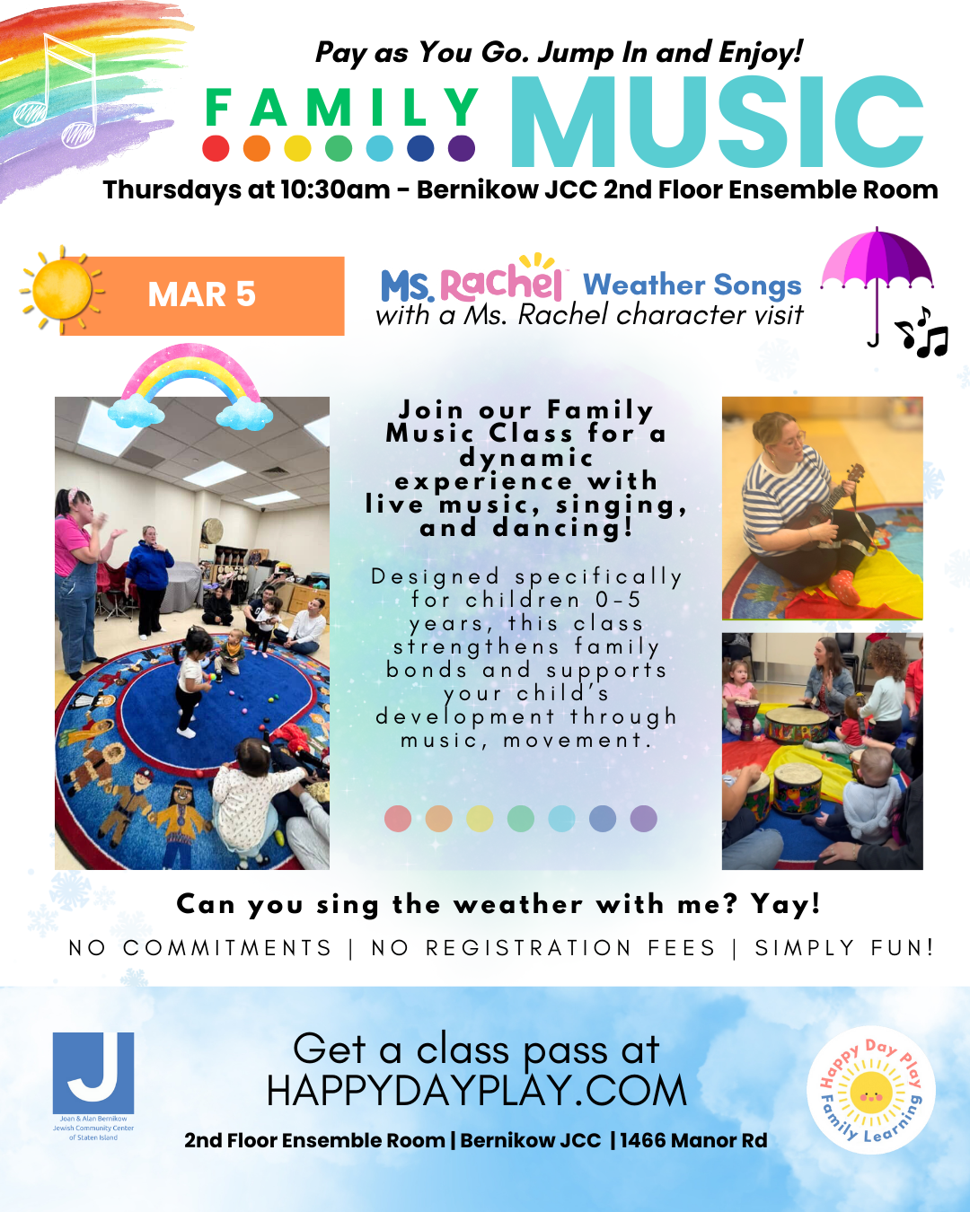 Family Music Class: MS. RACHEL WEATHER SONGS WITH A MS. RACHEL CHARACTER VISIT, Ages 0 to 5 Year