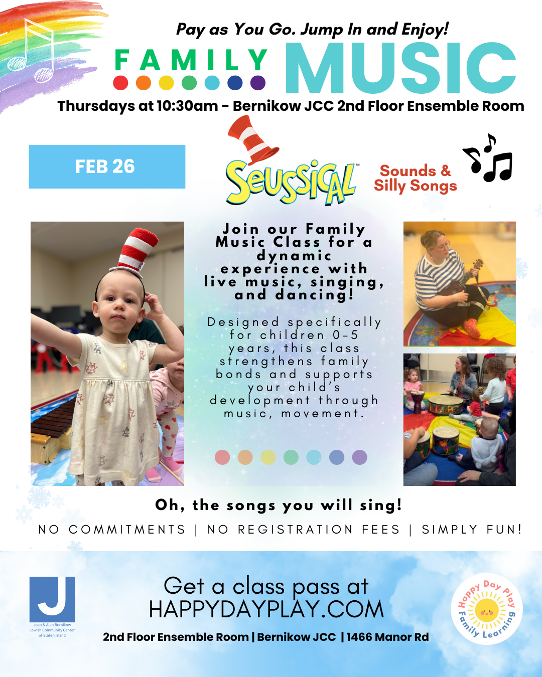 Family Music Class: SEUSSICAL SOUNDS AND SILLY SONGS, Ages 0 to 5 Year