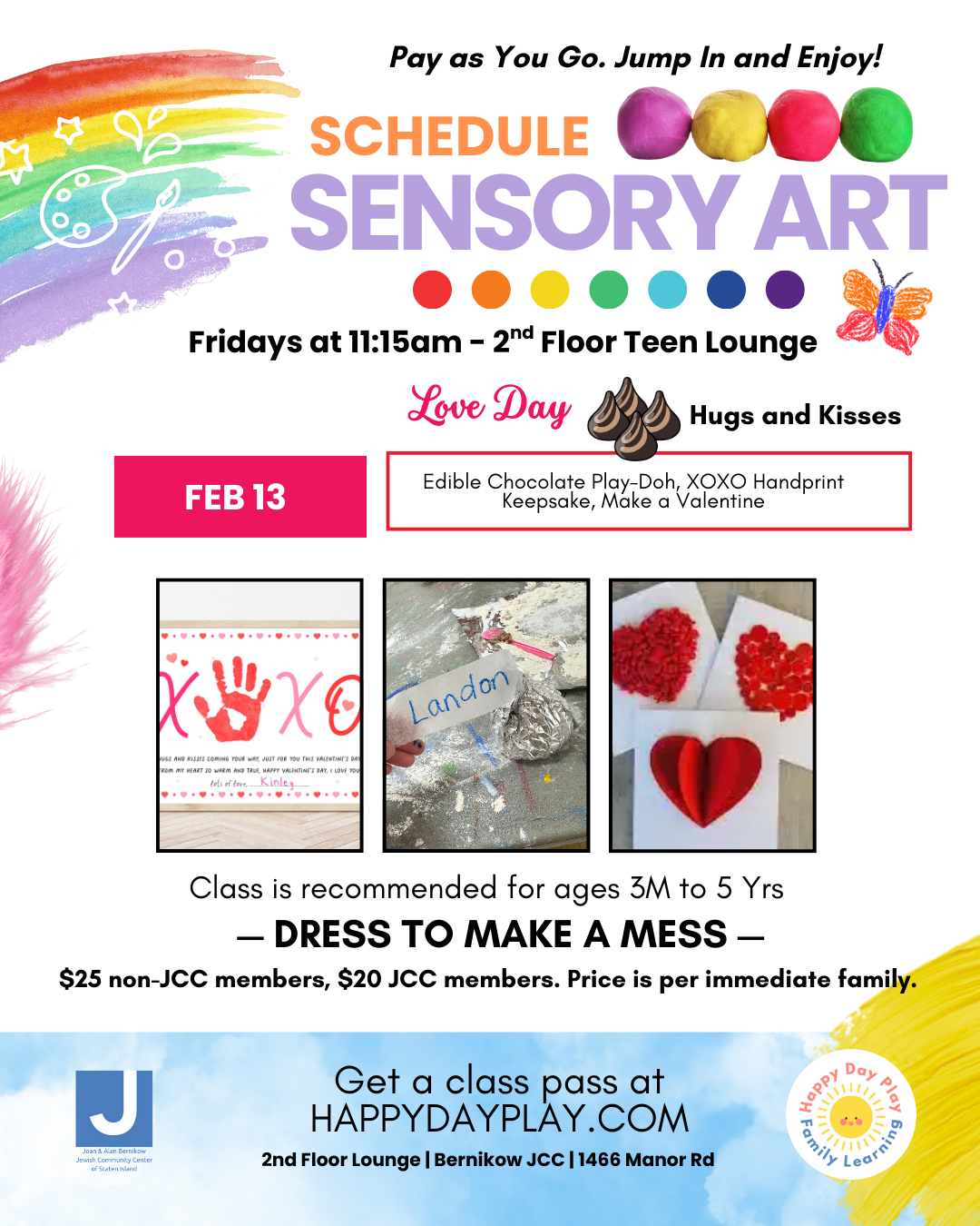 Sensory Art Class: LOVE DAY HUGS AND KISSES Ages 3 Months to 5 Years