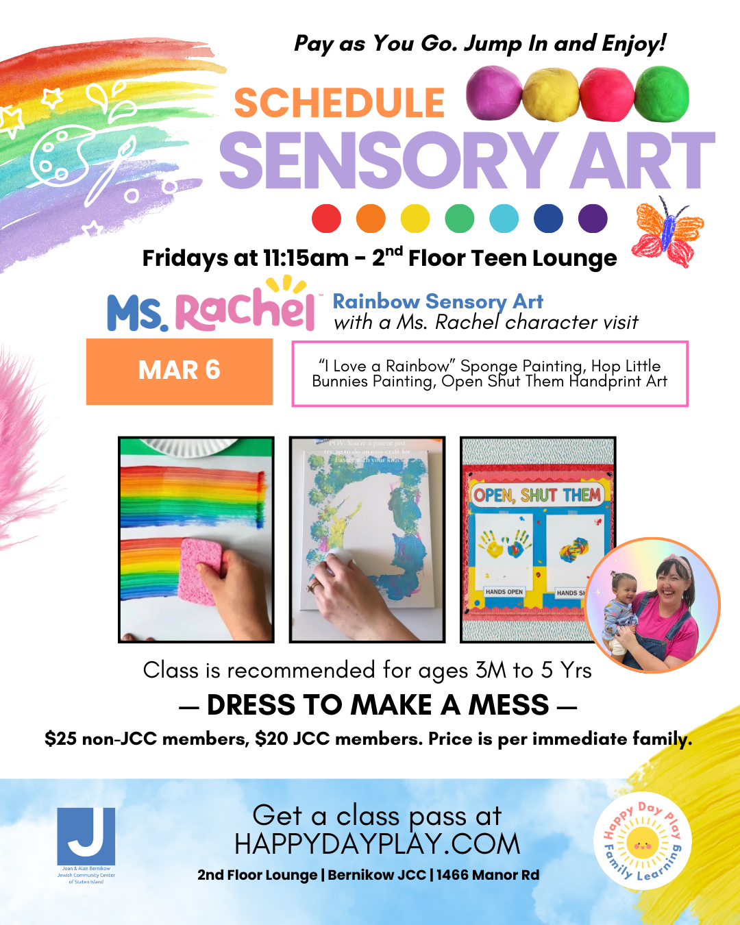 Sensory Art Class: MS. RACHEL RAINBOW AND SONG SENSORY ART WITH MS. RACHEL VISIT Ages 3 Months to 5 Years