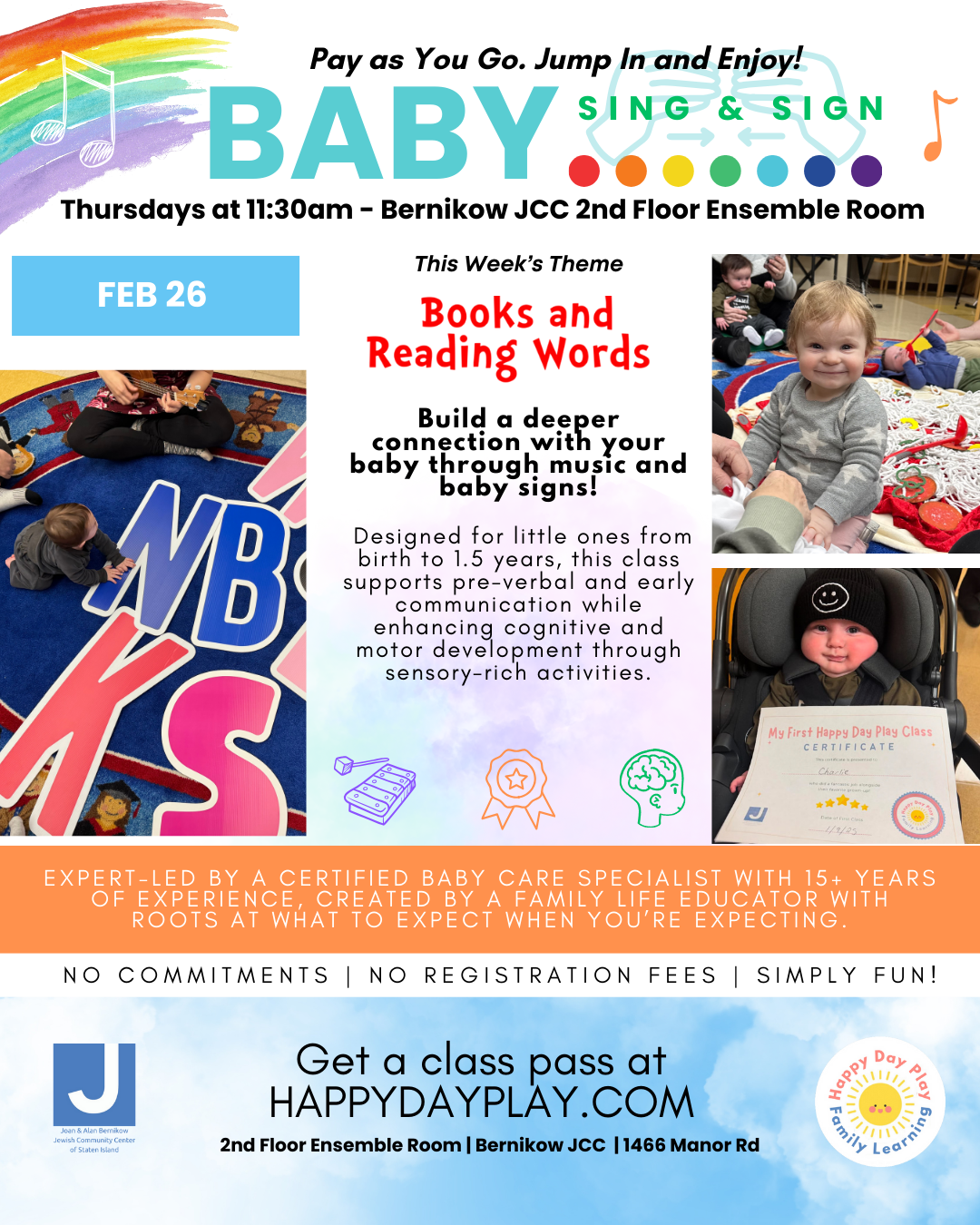 Baby Sing &amp; Sign Class: BOOKS AND READING WORDS, Ages Birth to 1.5 Years