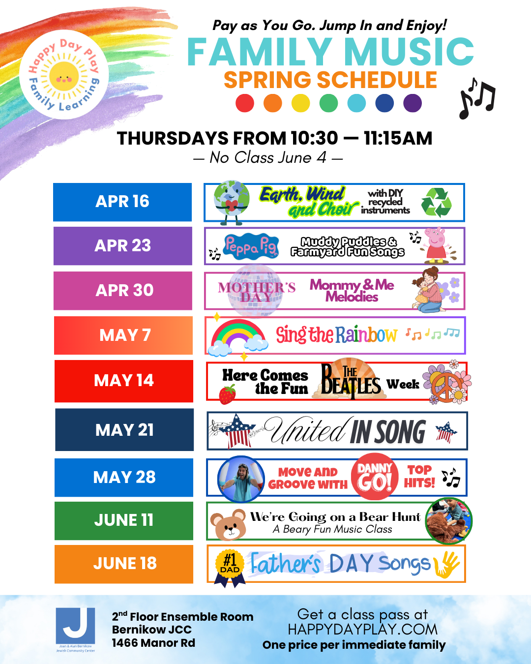 Family Music Class: EARTH WIND AND CHOIR with DIY Recycled Instruments, Ages 0 to 5