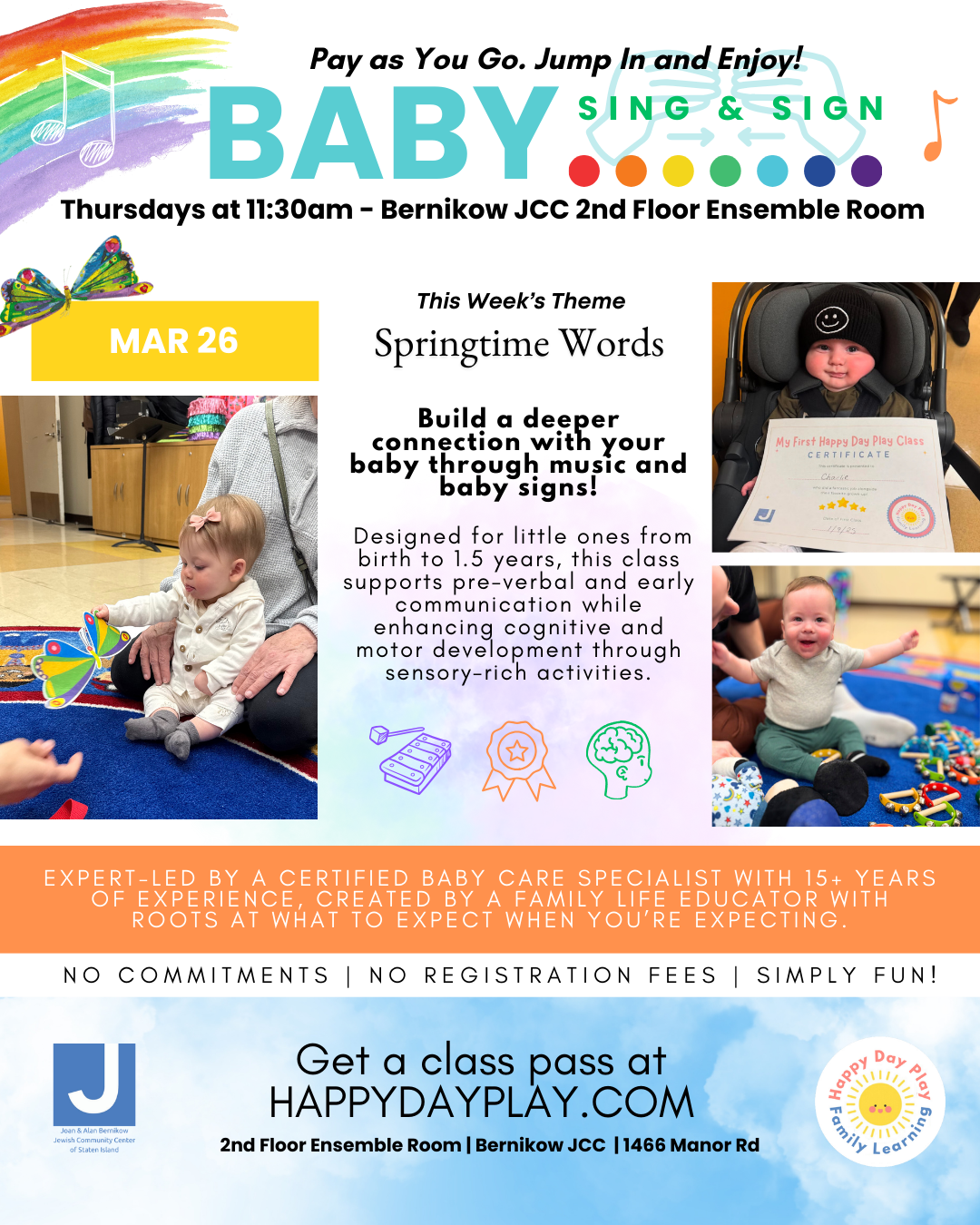 Baby Sing &amp; Sign Class: BEDTIME WORDS, Ages Birth to 1.5 Years