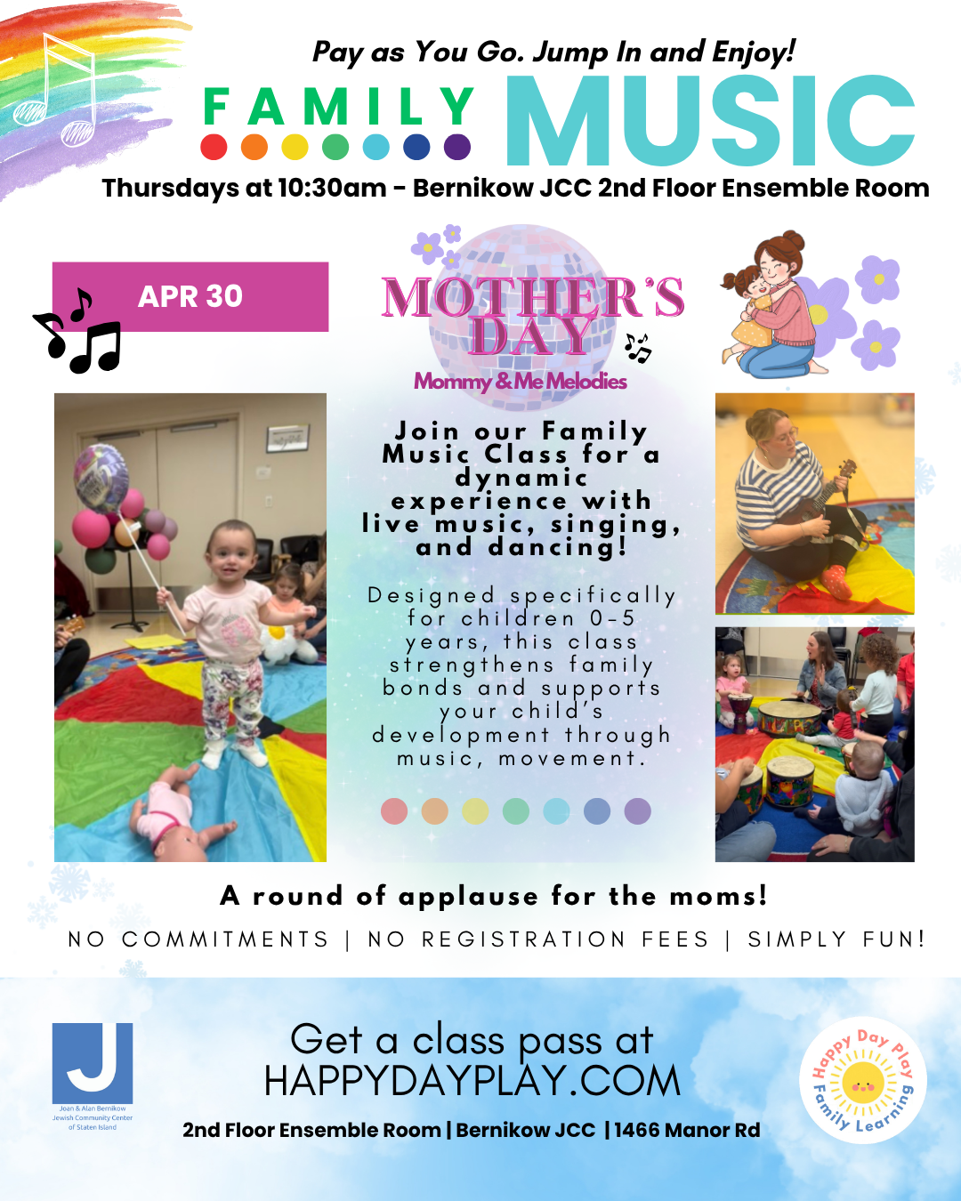 Family Music Class: MOTHER’S DAY MOMMY AND ME MELODIES, Ages 0 to 5