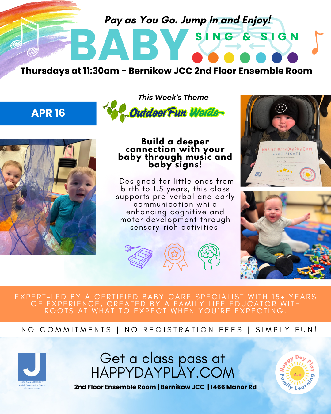 Baby Sing &amp; Sign Class: OUTDOOR FUN WORDS, Ages Birth to 1.5 Years 