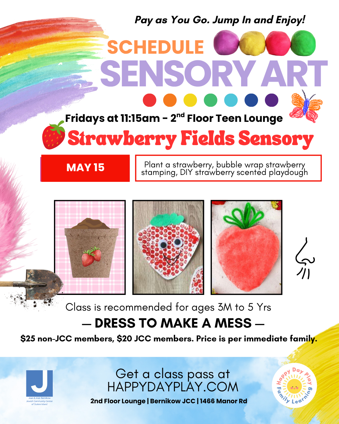 Sensory Art Class: STRAWBERRY FIELDS FOREVER SENSORY, Ages 3 Months to 5 Years