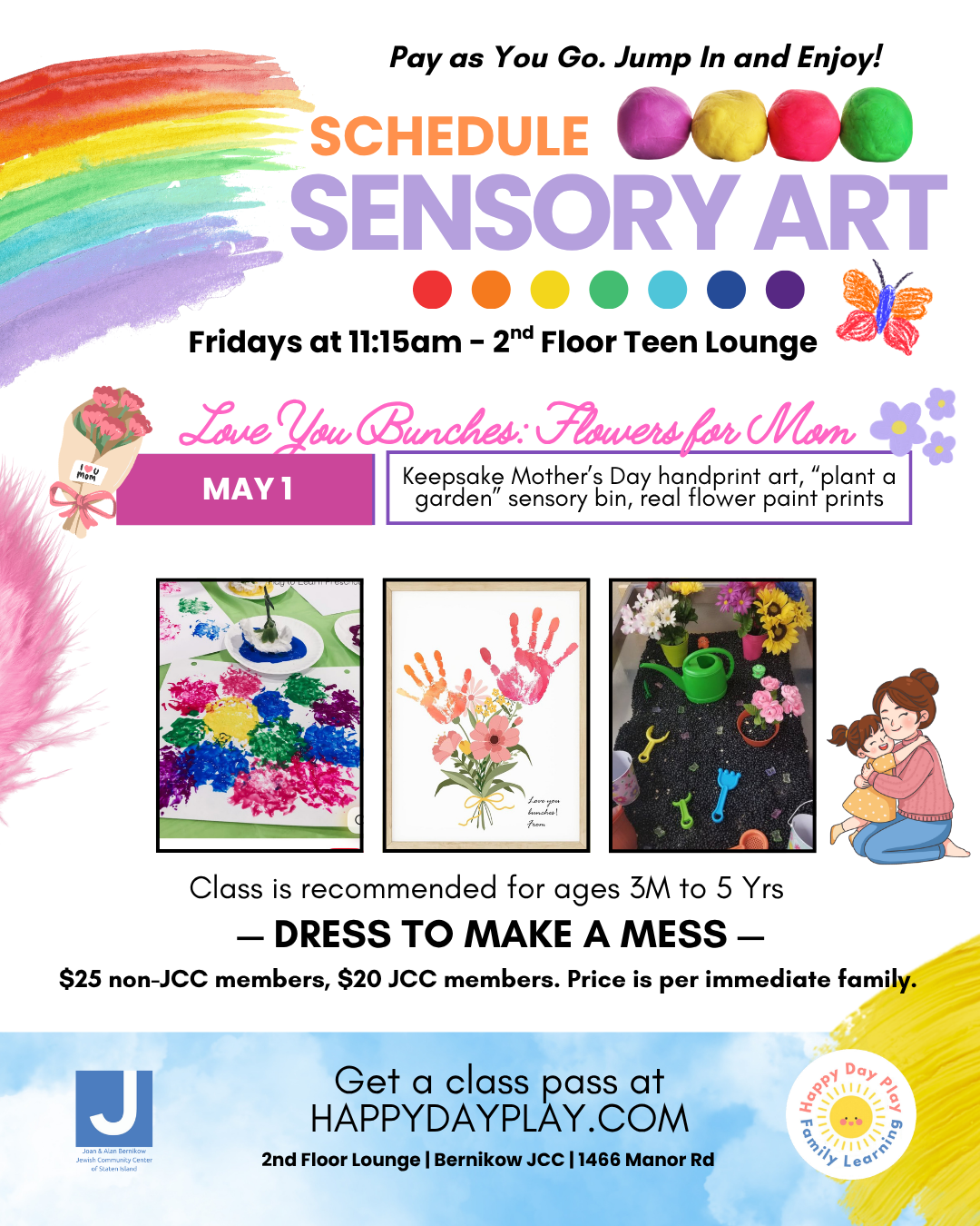 Sensory Art Class: LOVE YOU BUNCHES Flowers For Mom, Ages 3 Months to 5 Years