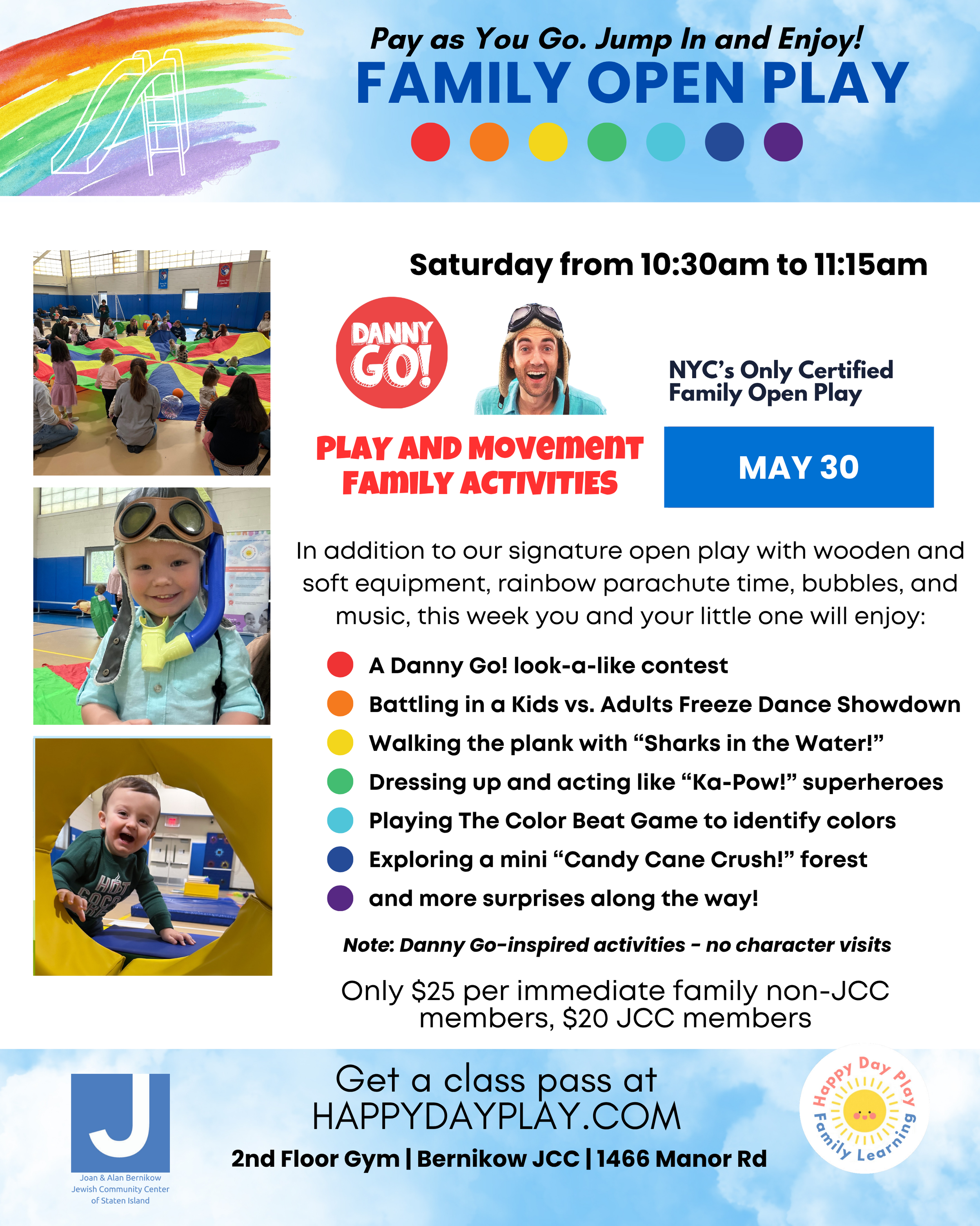 Family Open Play Class: DANNY GO! Play and Movement Family Activities, Ages 0 to 5, Older Big Helper Siblings Welcome