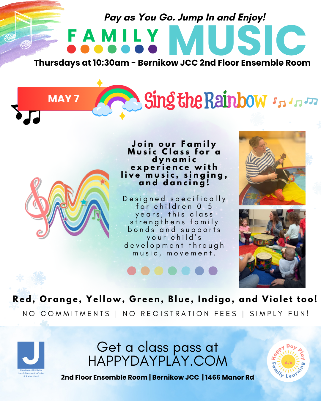 Family Music Class: SING THE RAINBOW, Ages 0 to 5