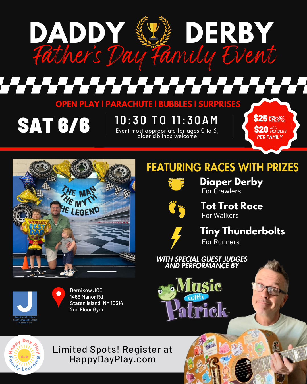 Daddy Derby: Father’s Day Family Event featuring Music With Patrick, SAT June 6th - SPECIAL TICKET REQUIRED, NO WALK-INS