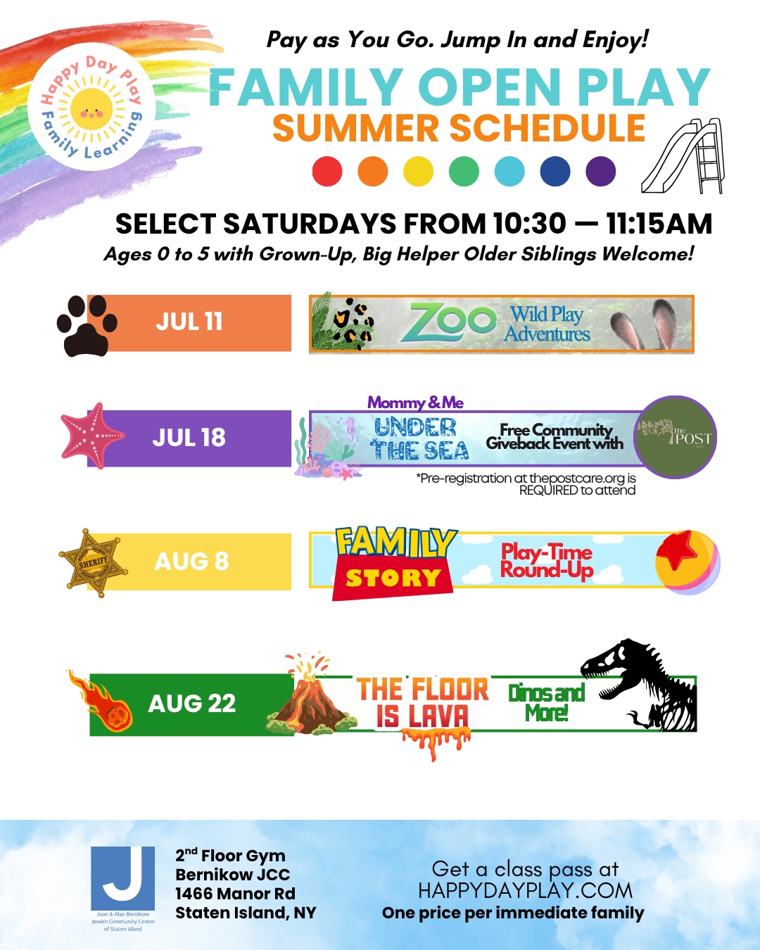 Family Open Play Class: Zoo Wild Play Adventures, Ages 0 to 5, Older Big Helper Siblings Welcome