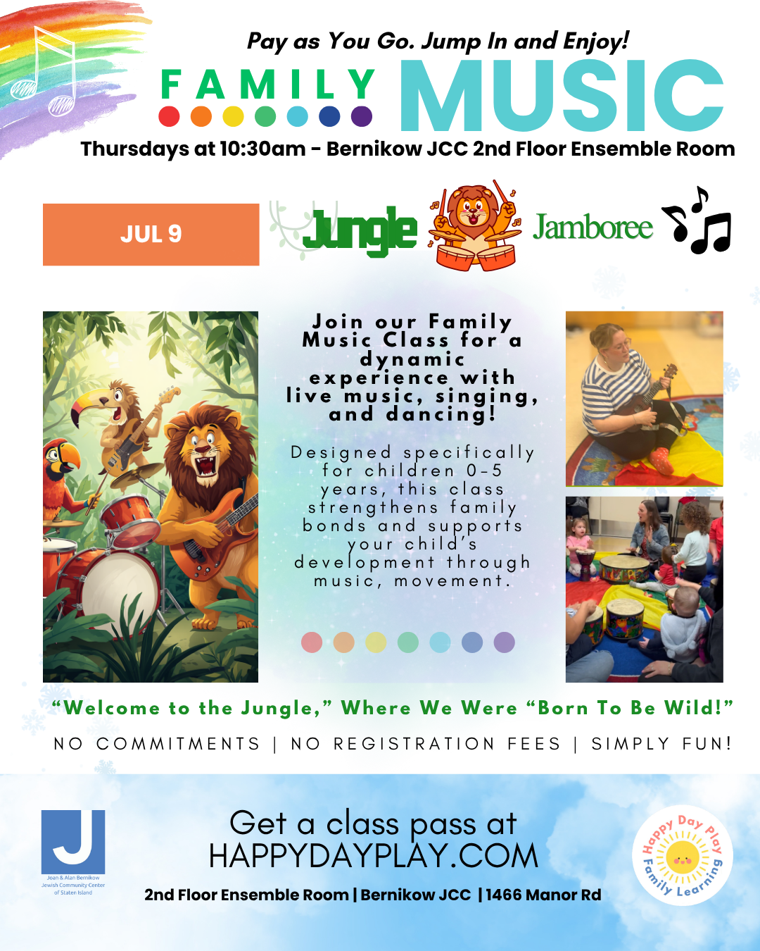 Family Music Class: JUNGLE JAMBOREE, Ages 0 to 5