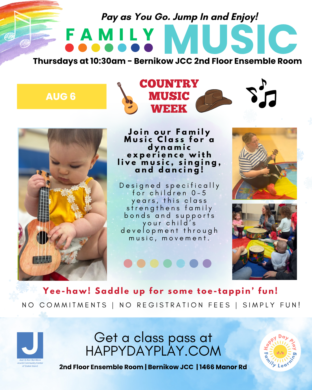 Family Music Class: Country Music Week, Ages 0 to 5