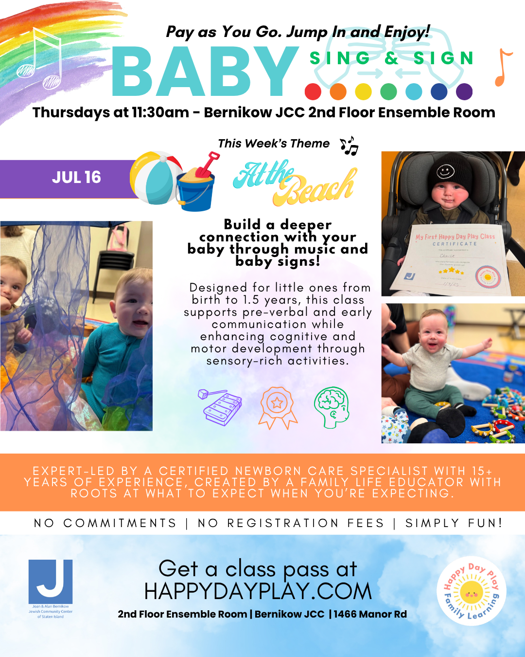 Baby Sing &amp; Sign Class: At the Beach Words, Ages Birth to 1.5 Years