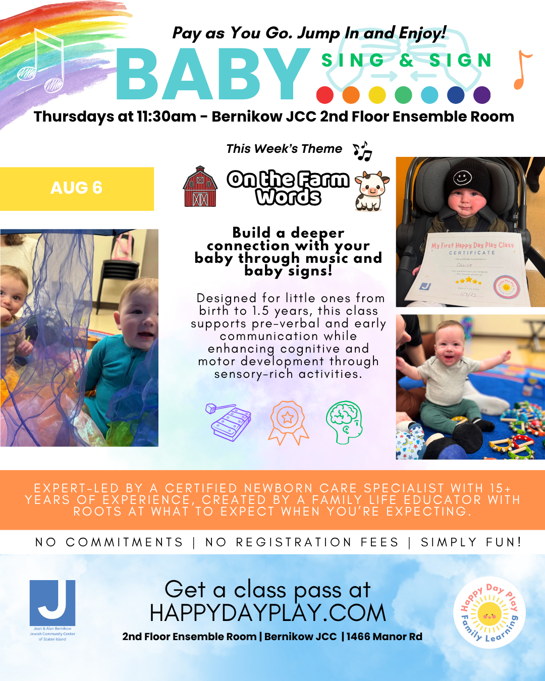 Baby Sing &amp; Sign Class: On the Farm Words, Ages Birth to 1.5 Years