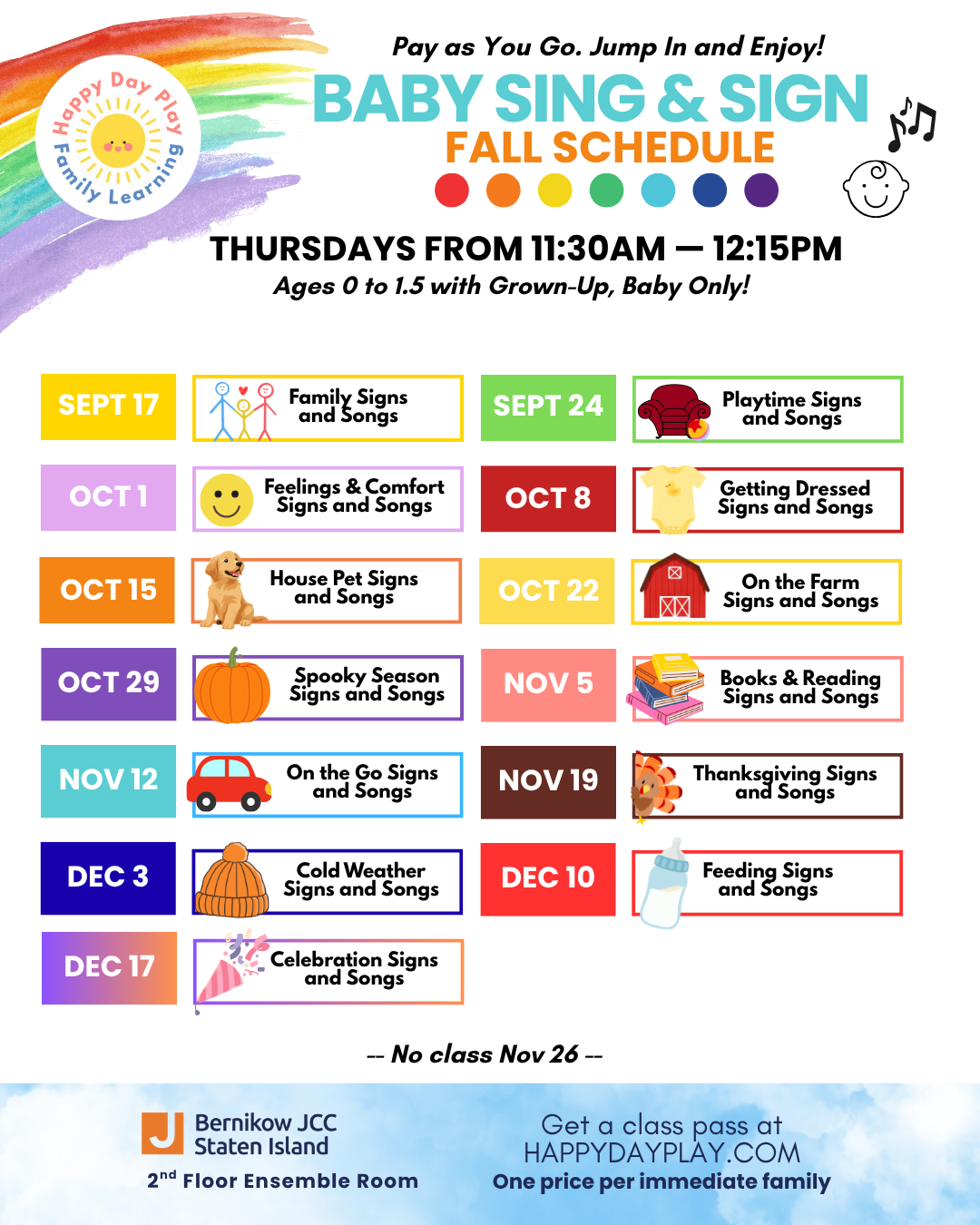 Baby Sing &amp; Sign Class: Family Signs and Songs, Ages Birth to 1.5 Years
