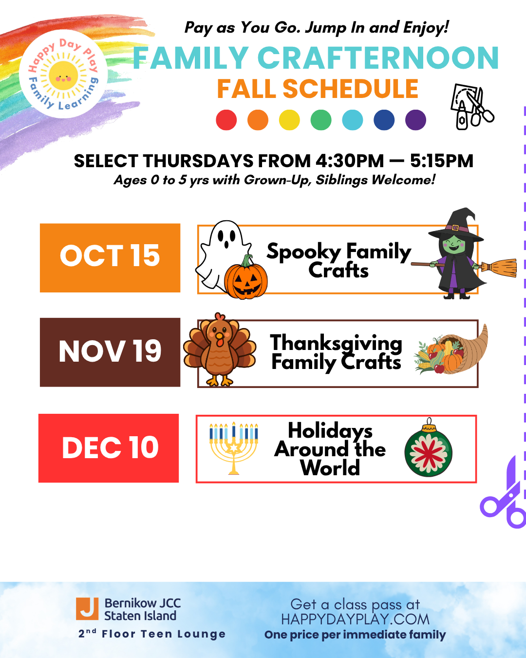 Monthly Family Crafternoon Class: Spooky Family Crafts, Ages 0 to 5, Older Big Helper Siblings Welcome 