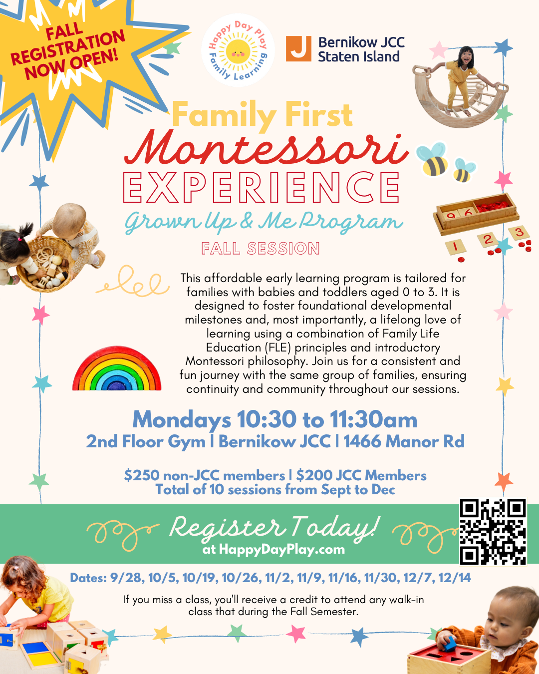 MONTESSORI Grown Up &amp; Me: Committed Program Fall Session, Ages 0 to 3 No Walk-Ins (Session 1 - All About Me)