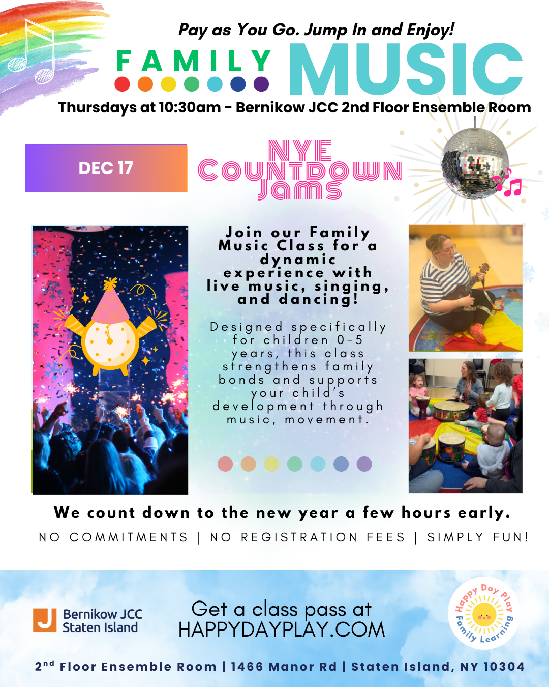 Family Music Class: NYE Countdown Jams, Ages 0 to 5