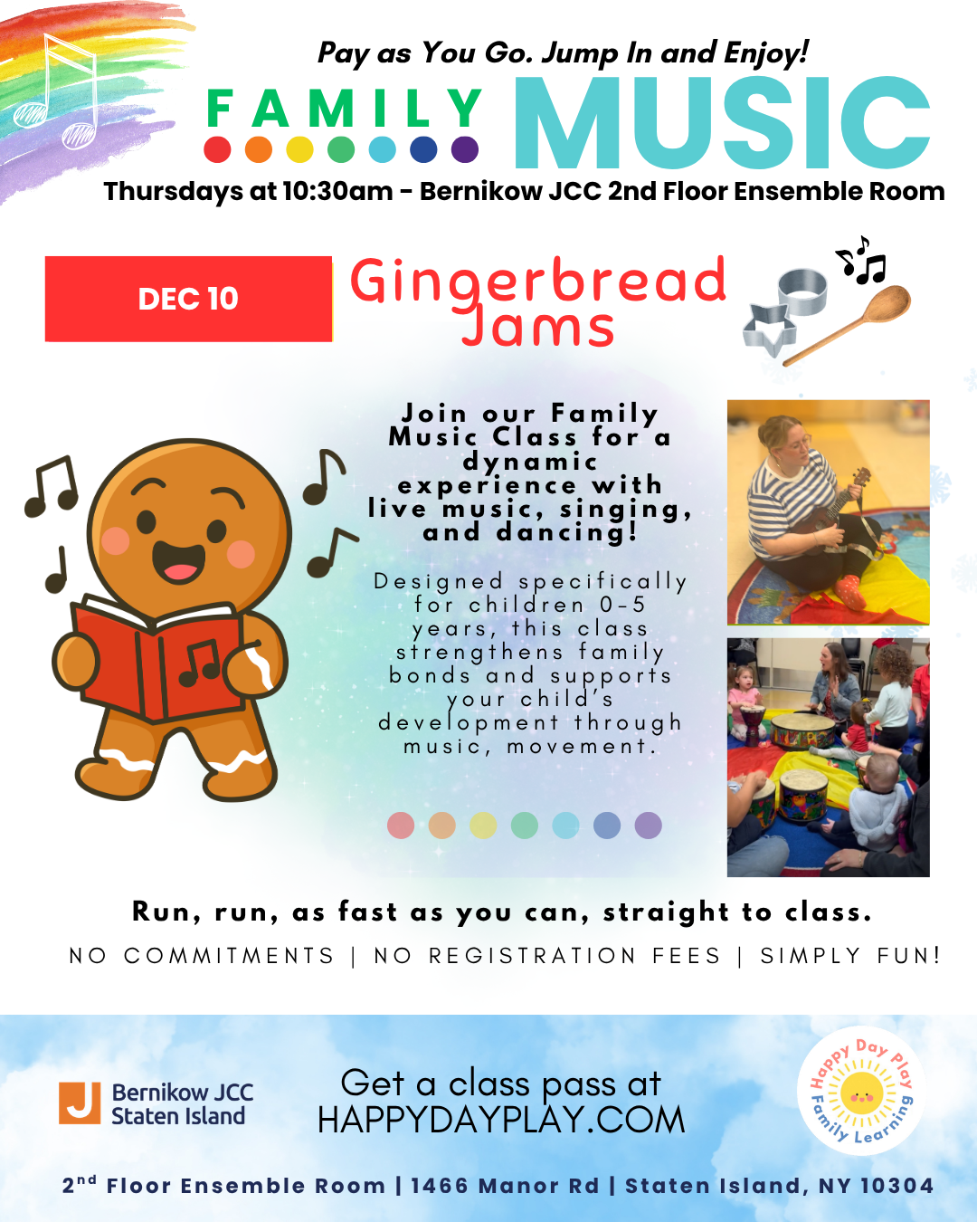 Family Music Class: Gingerbread Jams, Ages 0 to 5
