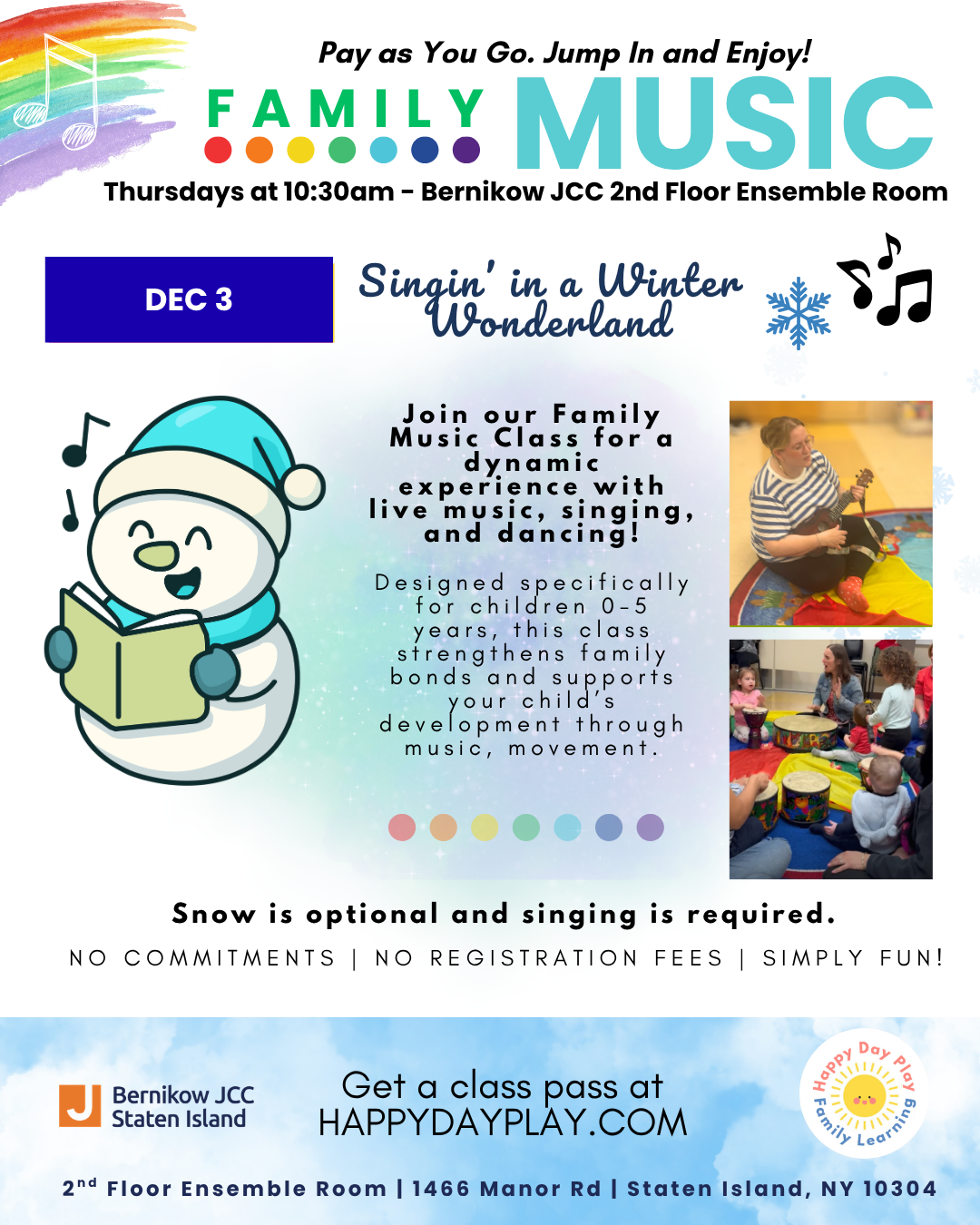 Family Music Class: Singing in a Winter Wonderland, Ages 0 to 5