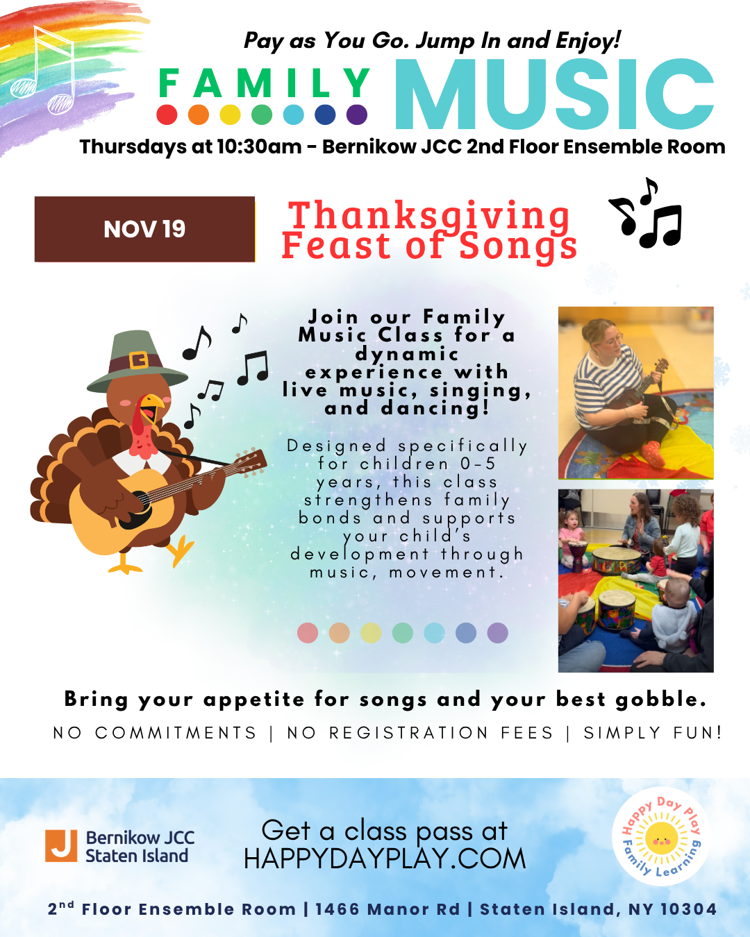 Family Music Class: Thanksgiving Feast of Songs, Ages 0 to 5