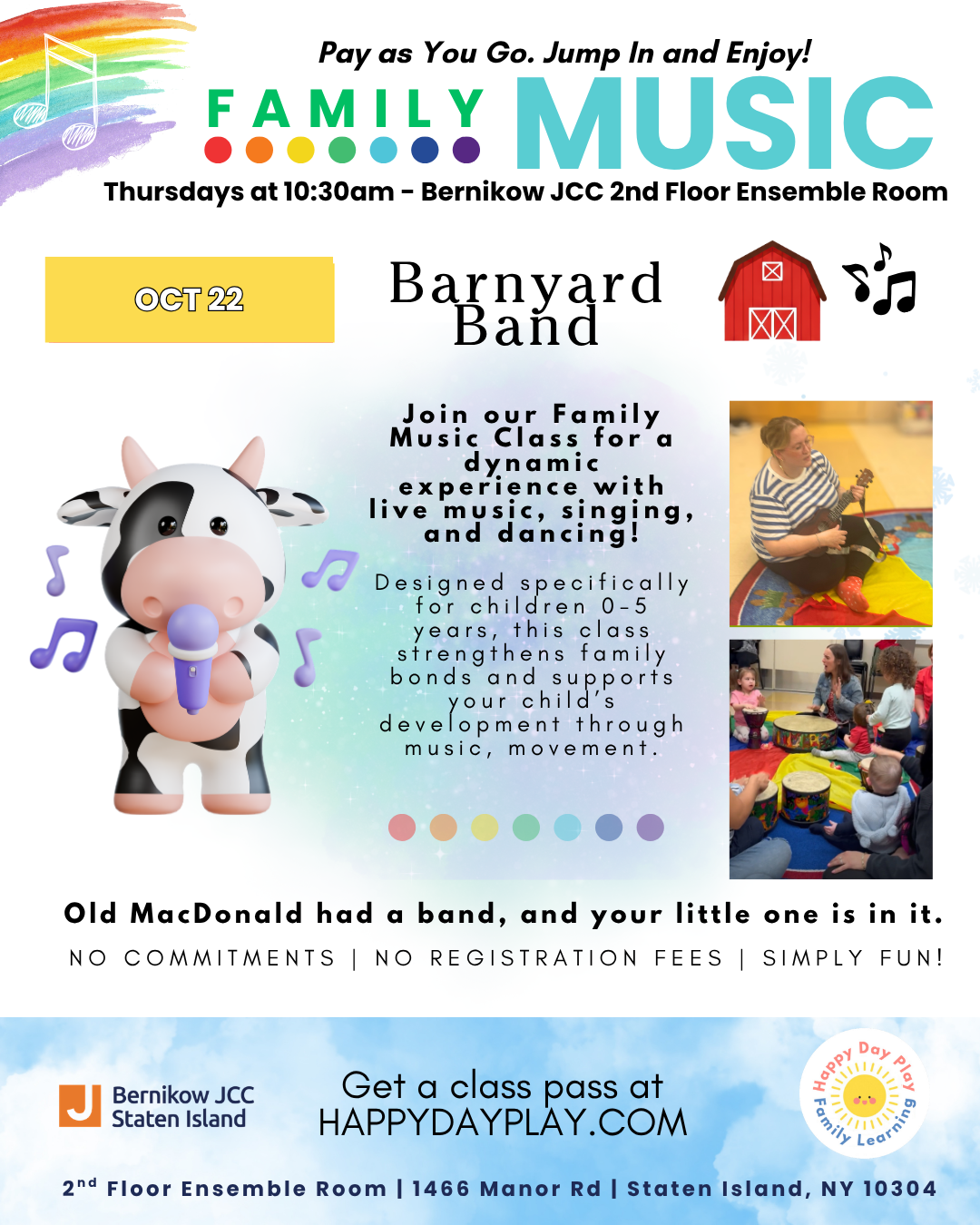 Family Music Class: Barnyard Band, Ages 0 to 5
