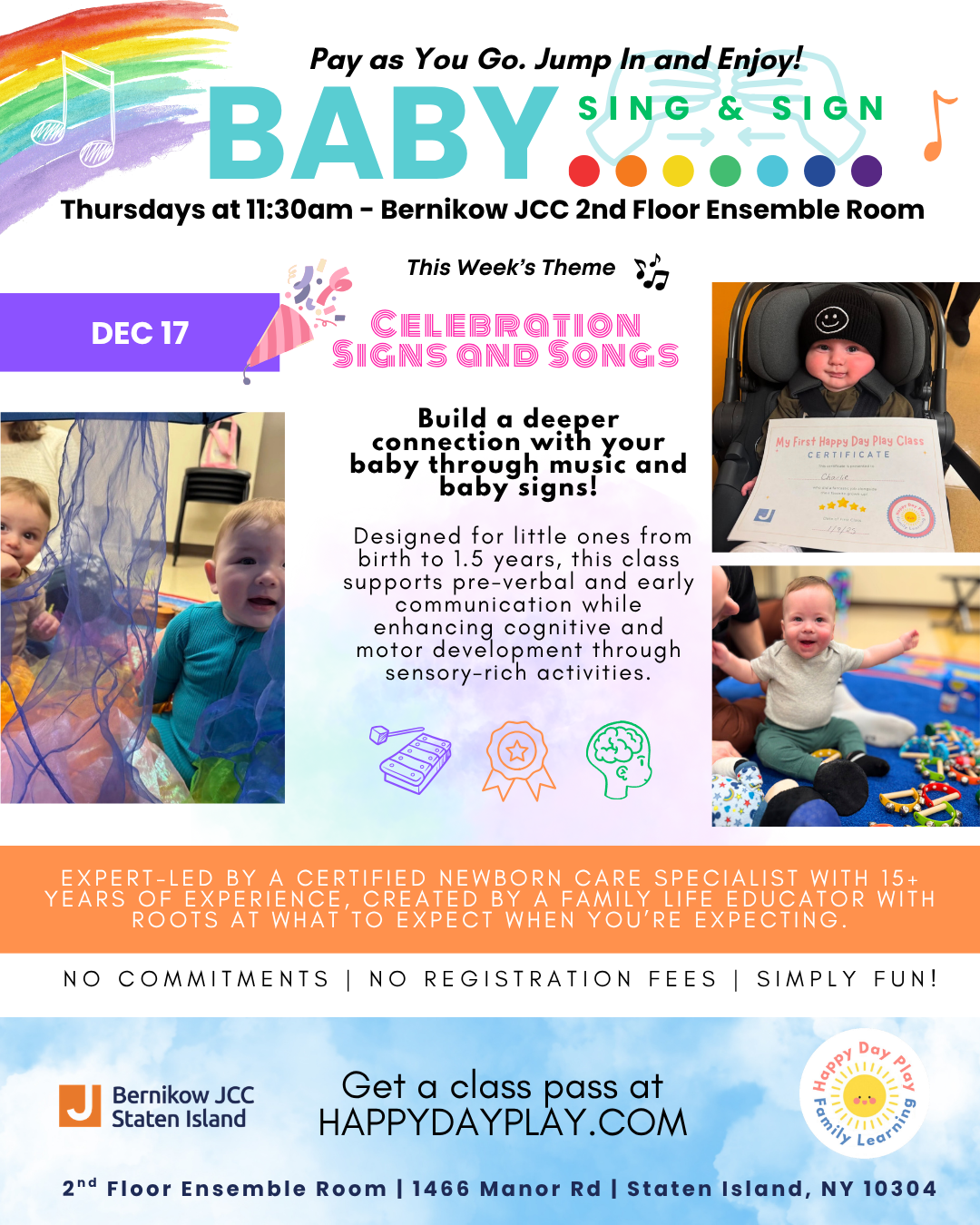 Baby Sing &amp; Sign Class: Celebration Signs and Songs, Ages Birth to 1.5 Years