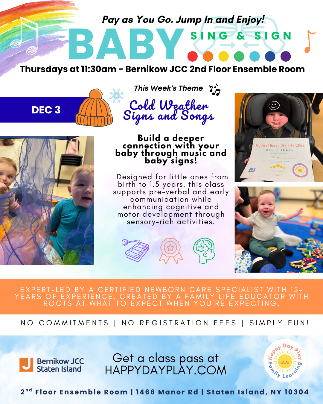 Baby Sing &amp; Sign Class: Cold Weather Signs and Songs, Ages Birth to 1.5 Years