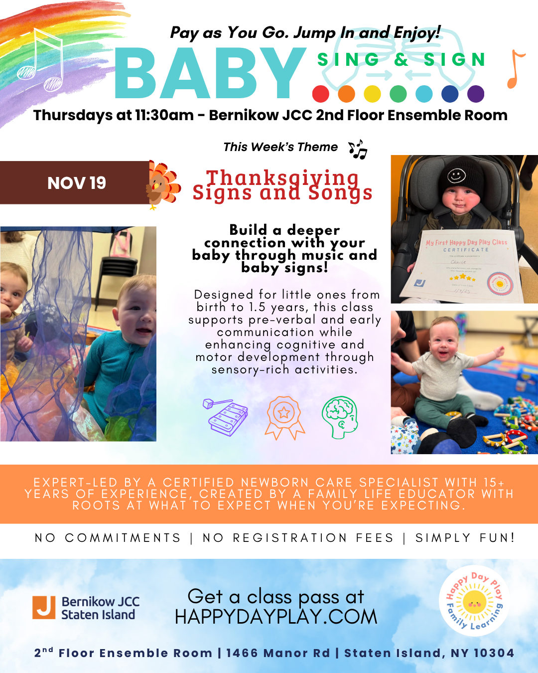 Baby Sing &amp; Sign Class: Thanksgiving Signs and Songs, Ages Birth to 1.5 Years