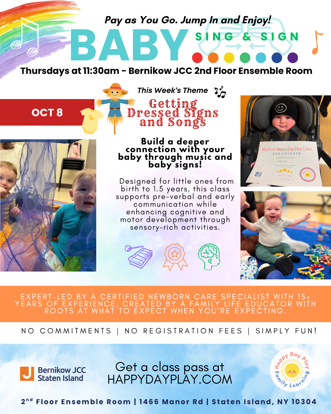 Baby Sing &amp; Sign Class: Getting Dressed Signs and Songs, Ages Birth to 1.5 Years
