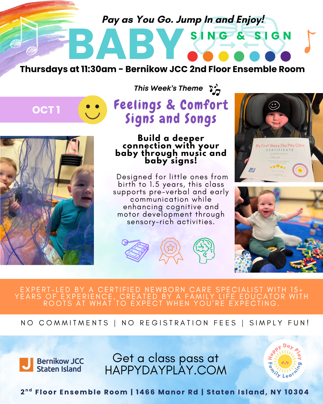Baby Sing &amp; Sign Class: Feelings &amp; Comfort Signs and Songs, Ages Birth to 1.5 Years