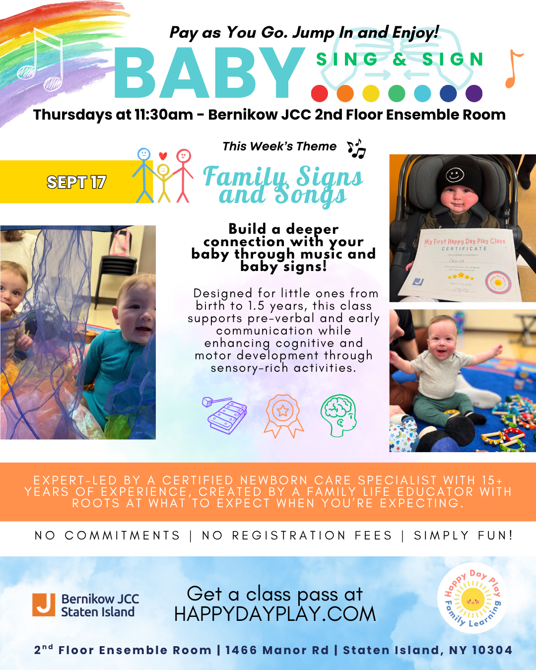 Baby Sing &amp; Sign Class: Family Signs and Songs, Ages Birth to 1.5 Years
