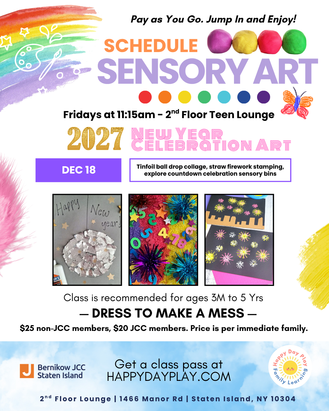 Sensory Art Class: New Year Celebration Art, Ages 3 Months to 5 Years