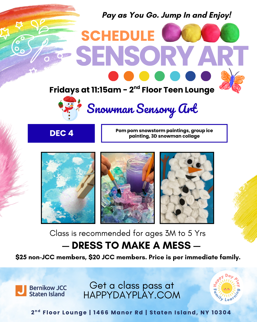 Sensory Art Class: Snowman Sensory Art, Ages 3 Months to 5 Years