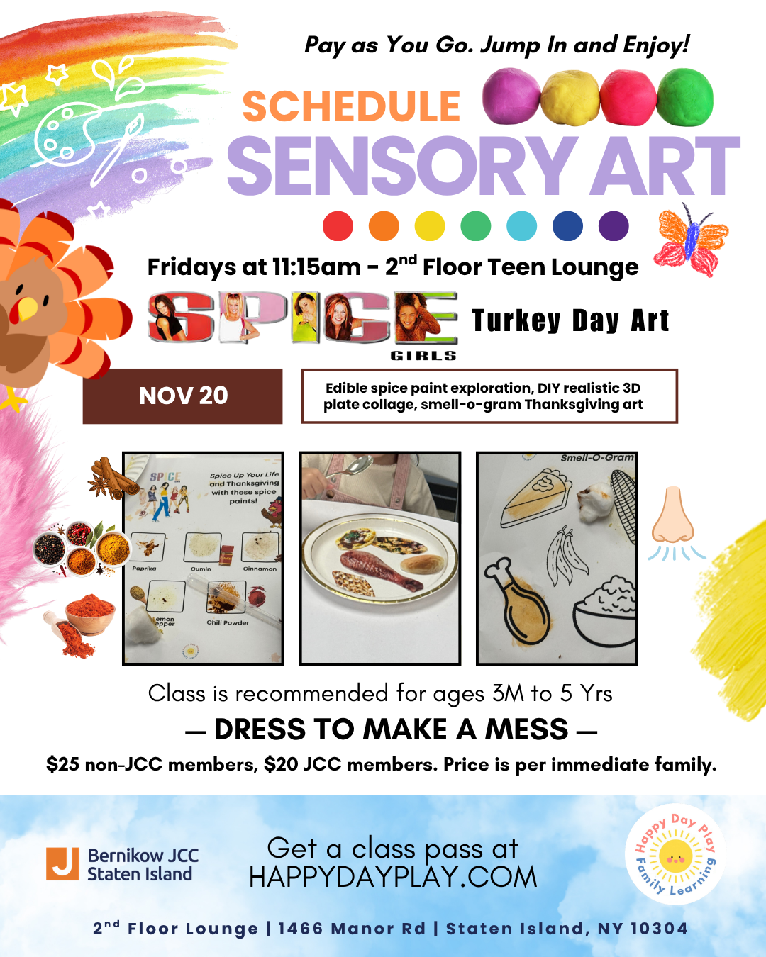 Sensory Art Class: SPICE GIRL Turkey Day Art, Ages 3 Months to 5 Years