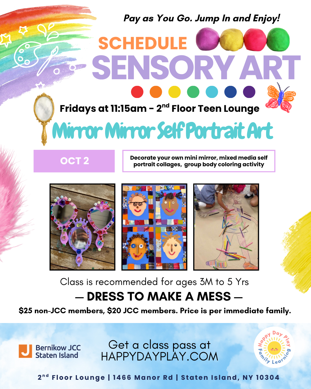 Sensory Art Class: Mirror Mirror Self Portrait Art, Ages 3 Months to 5 Years 