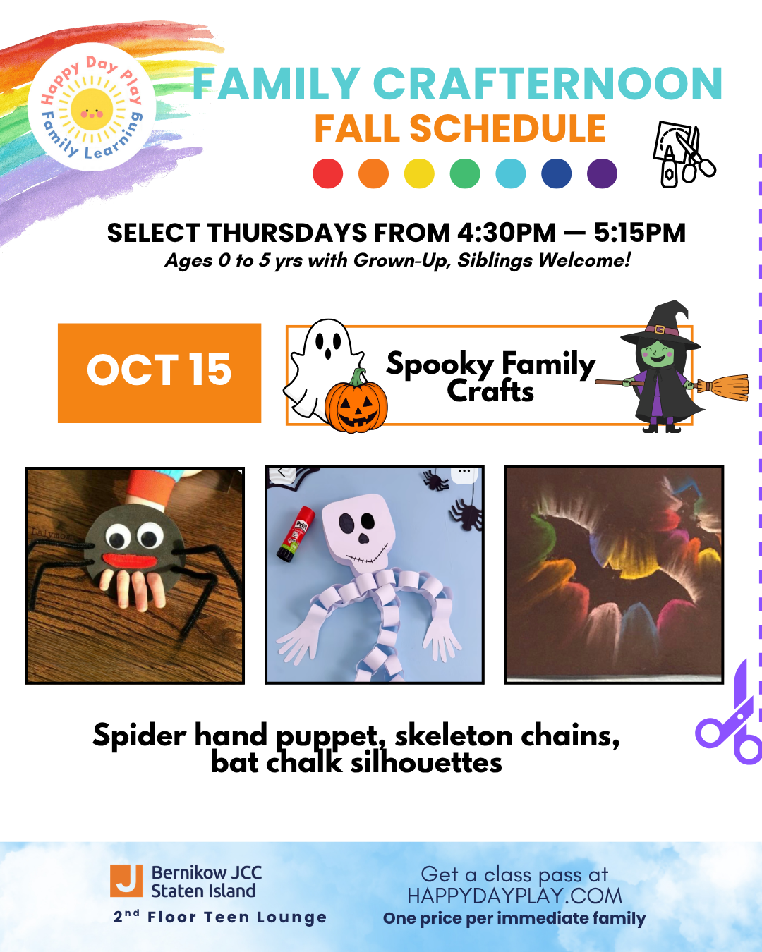Monthly Family Crafternoon Class: Spooky Family Crafts, Ages 0 to 5, Older Big Helper Siblings Welcome 