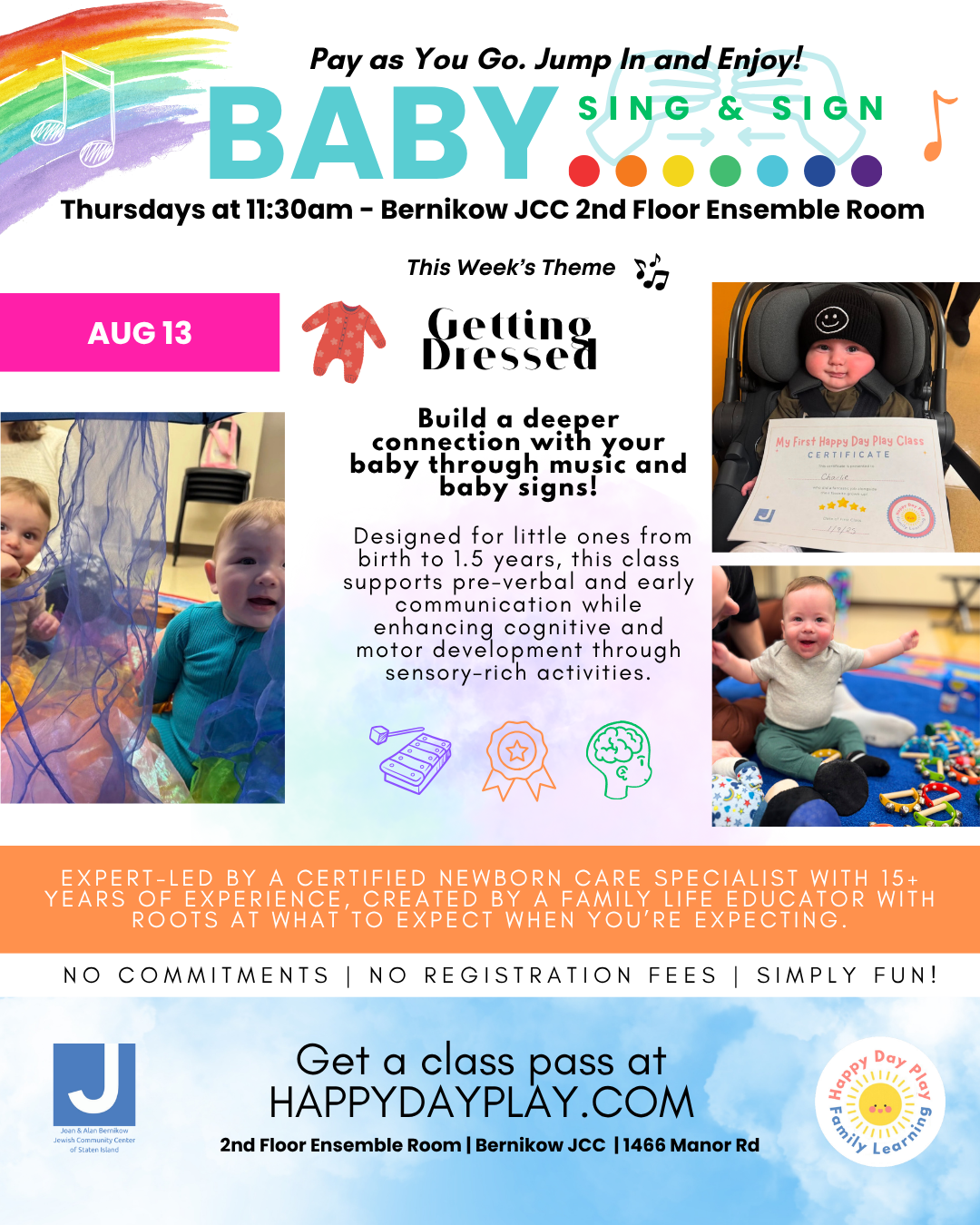 Baby Sing &amp; Sign Class: Getting Dressed, Ages Birth to 1.5 Years
