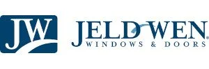 JELD-WEN Windows & Doors logo with blue and white design featuring "JW" initials.