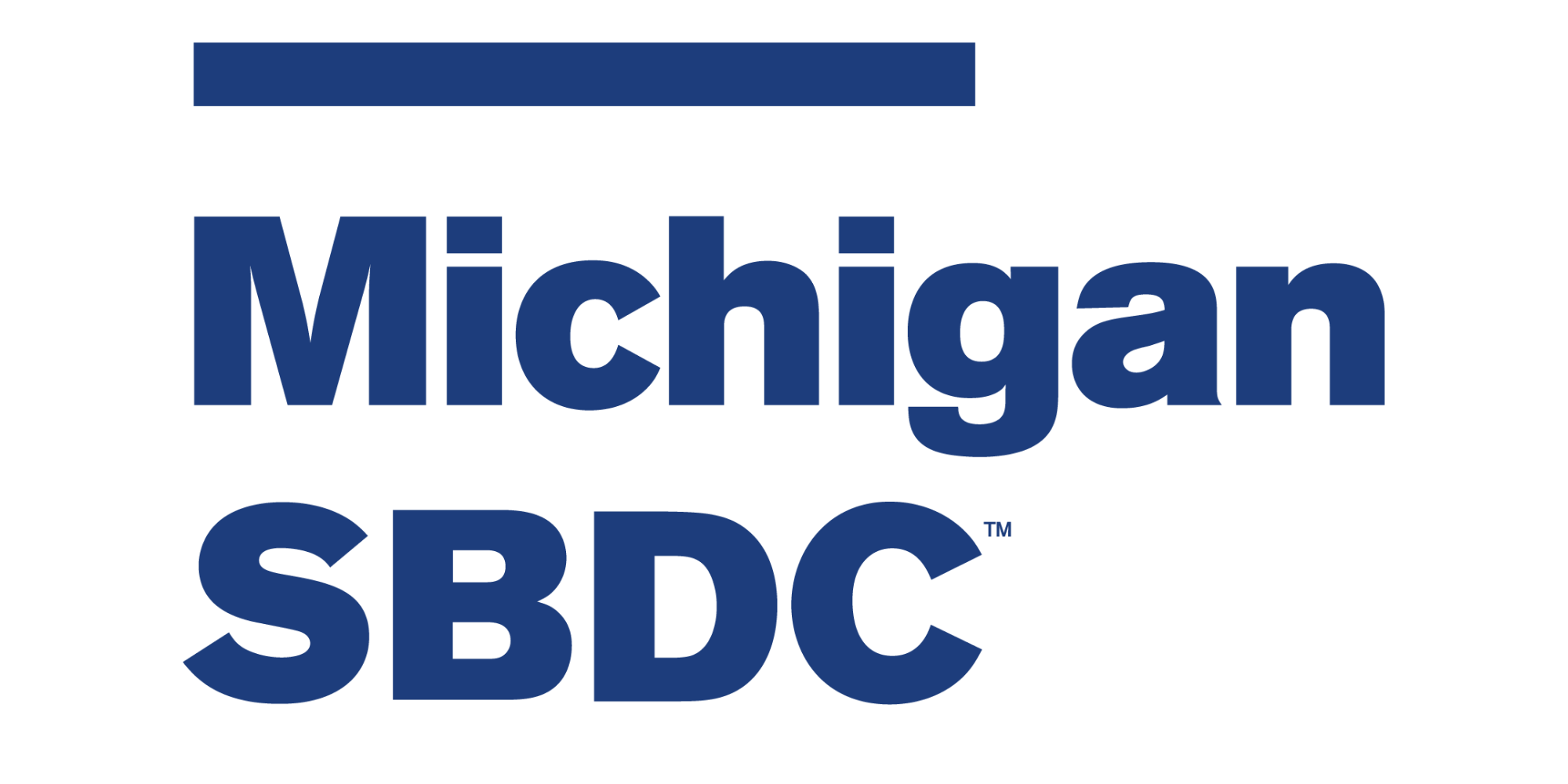 Logo for the Michigan Small Business Development Center, featuring blue and black text.
