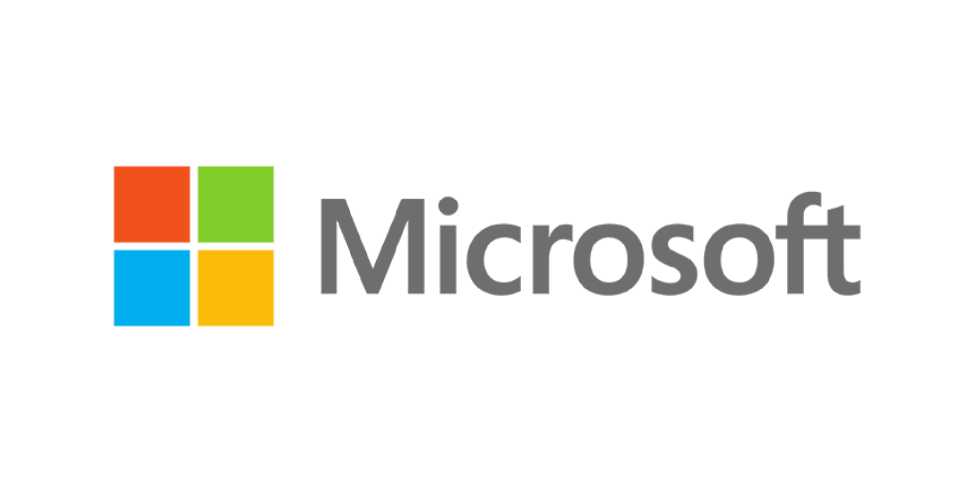 Microsoft logo with four colored squares and the word 'Microsoft' in gray text