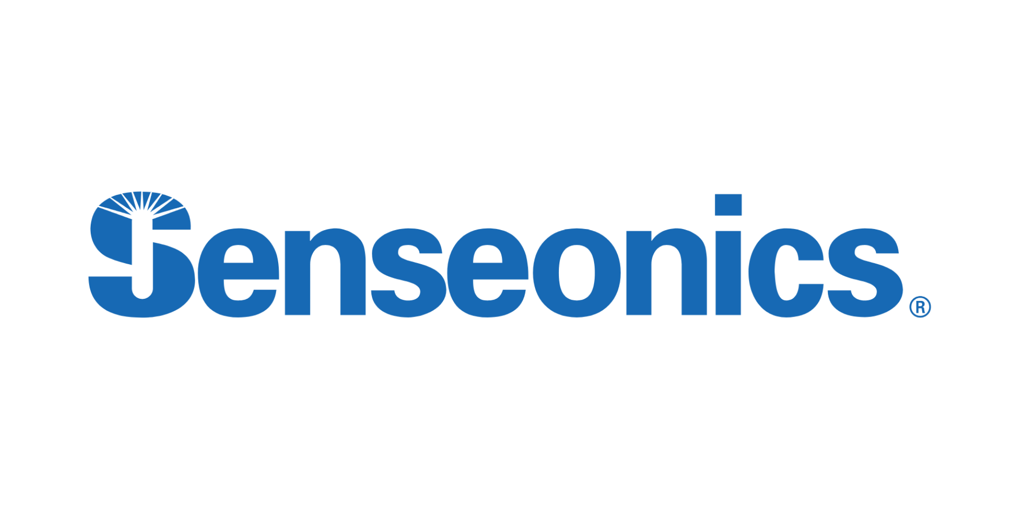 Senseonics logo with a stylized eye design above the word 'Senseonics' in blue letters.