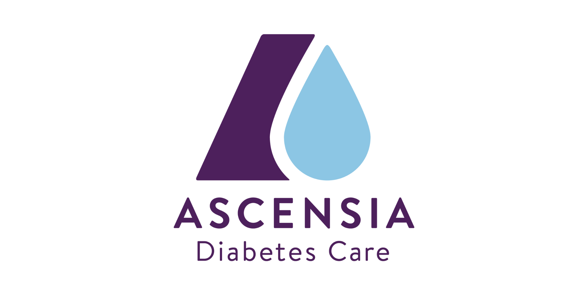 Logo for Ascensia Diabetes Care featuring a stylized purple 'A' with a light blue droplet shape and the words 'ASCENSIA Diabetes Care' below in purple.