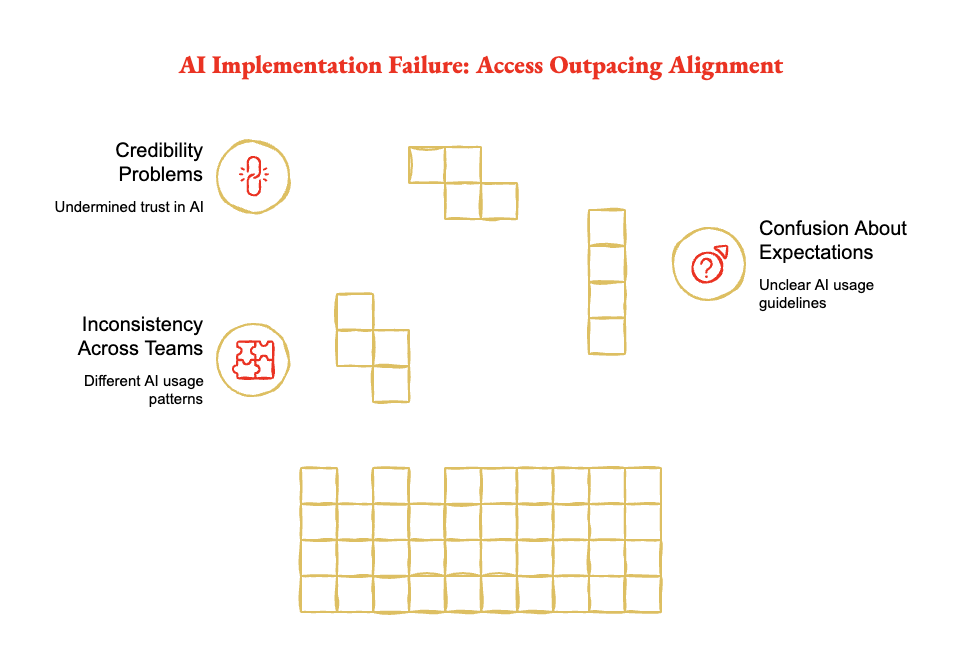 Three icons - link, puzzle pieces and question mark with arrow represent three different elements. They are represented by three distinct tetris forms. At the bottom is a tetris wall with two holes in the top bar.