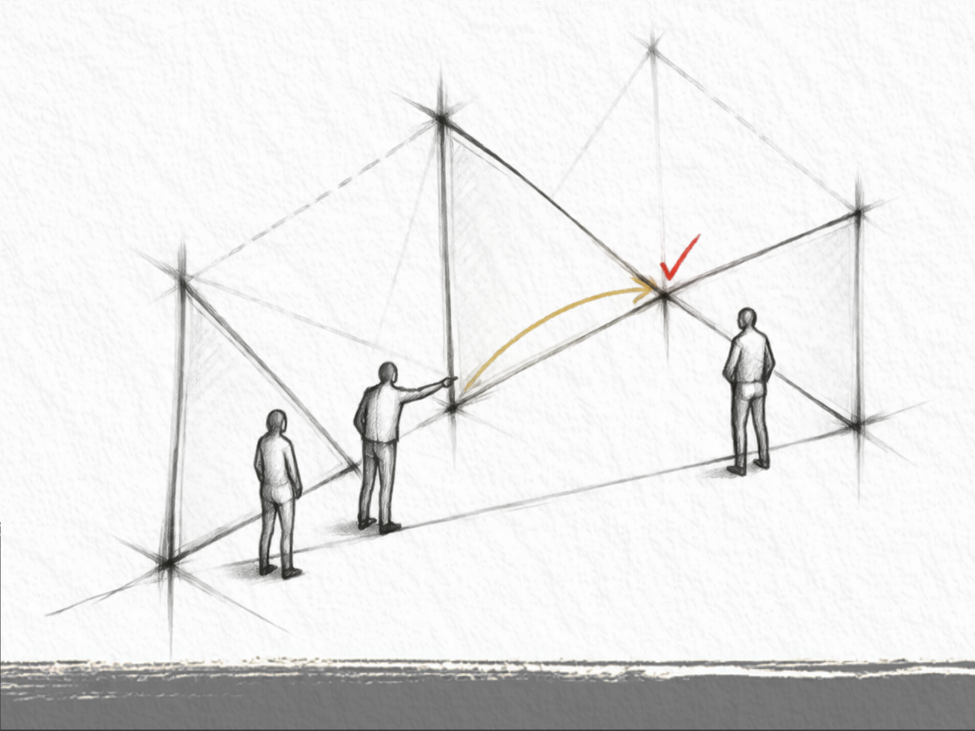 Colleagues align on a connected path toward a shared goal, illustrating readiness to put change into practice.