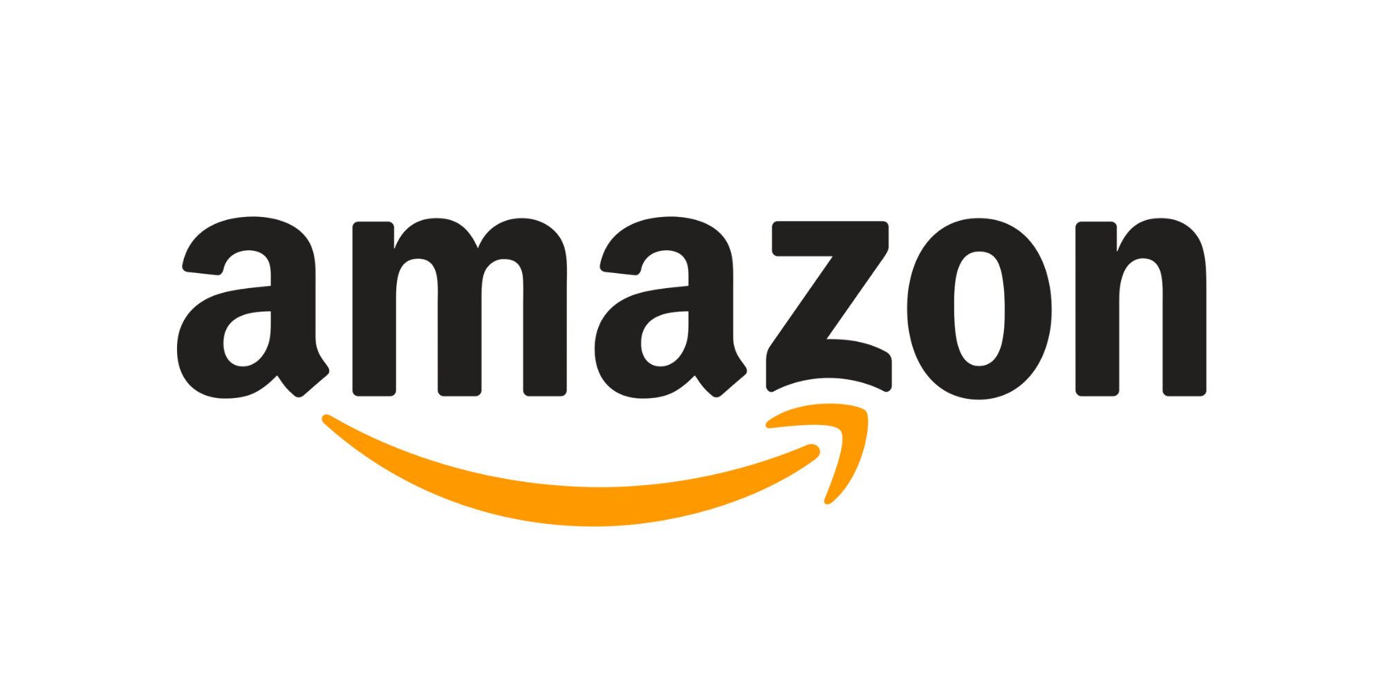 Amazon logo with the word 'amazon' in black lowercase letters and an orange arrow pointing from the letter 'a' to 'z' underneath.