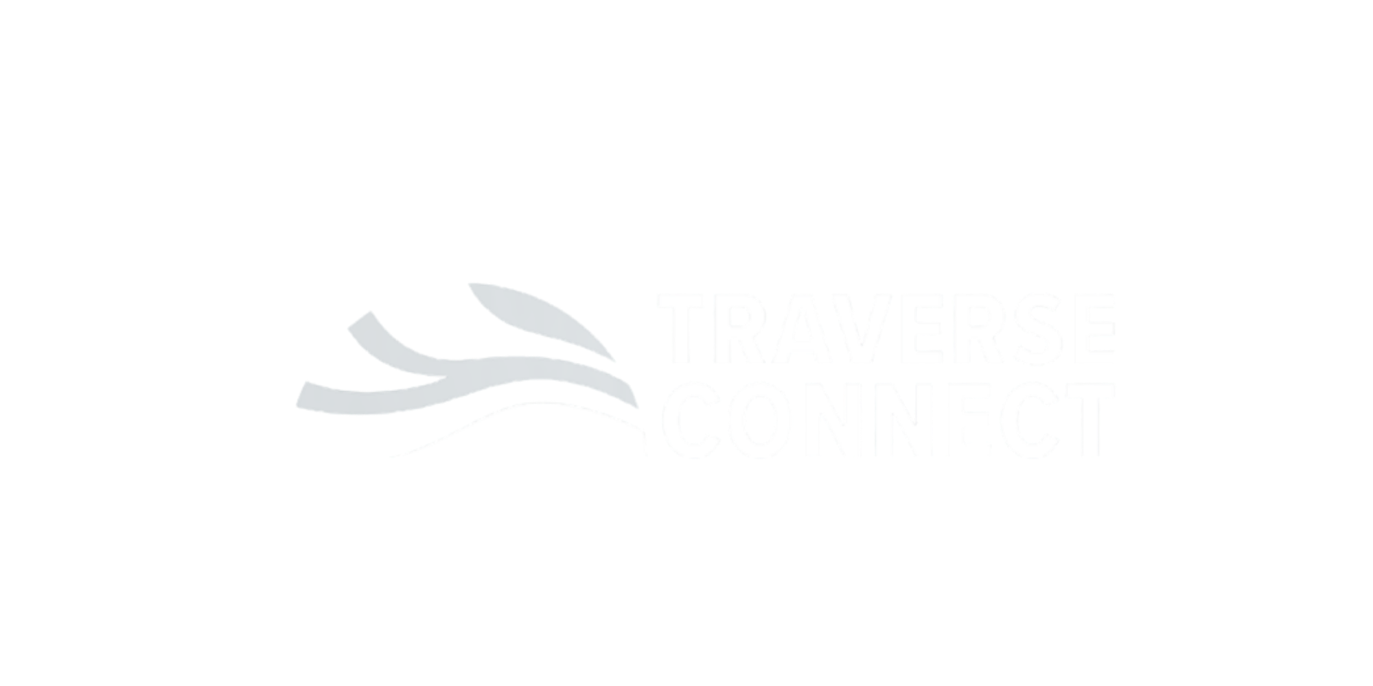 Logo for Travelers Connecting featuring a stylized airplane with white and gray coloring, and the text 'Travelers Connecting' in gray and light blue.