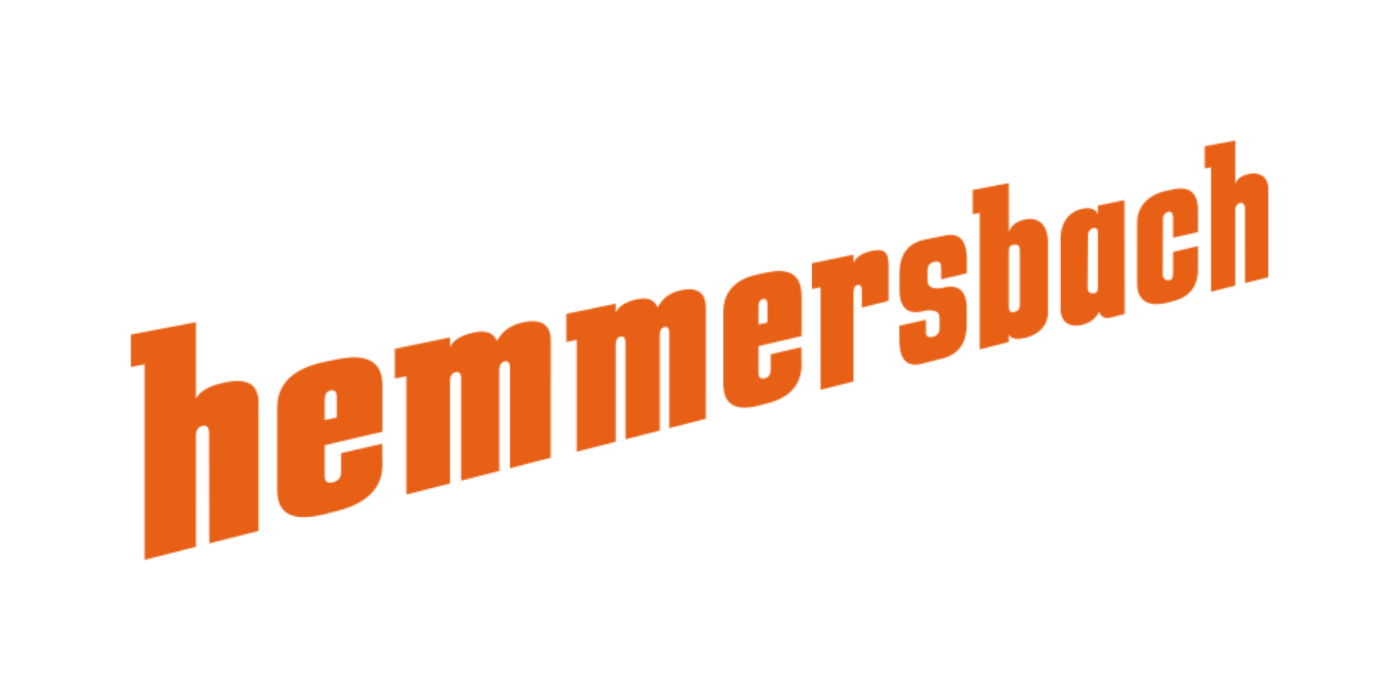 Orange 3D text with the word 'hammerbacher' tilted against a black background.