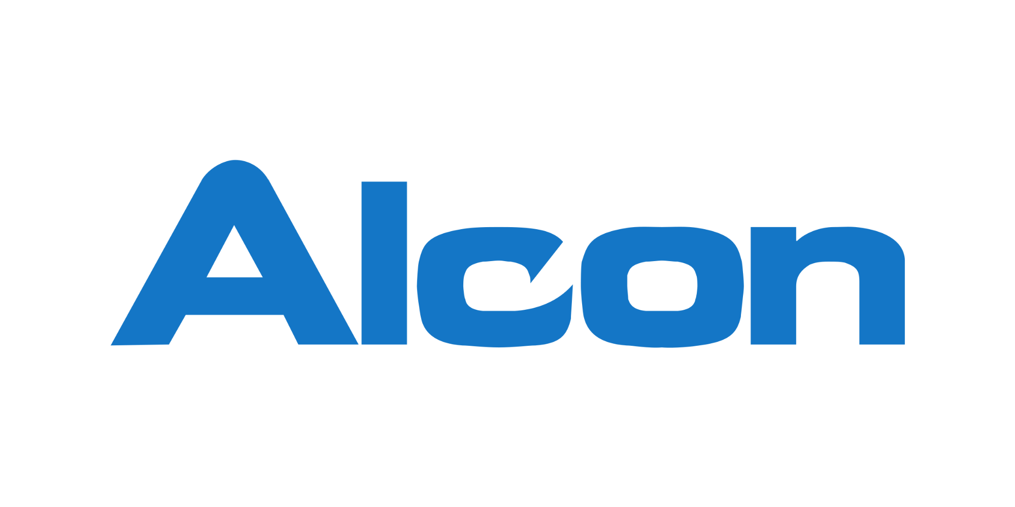 The logo features the word 'Alcon' in bold blue letters.